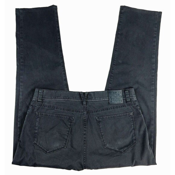 Brax Feel Good Mens Cadiz Pure Straight Leg Black Gray Mini Argyle Pants 34x30 - Picture 2 of 10